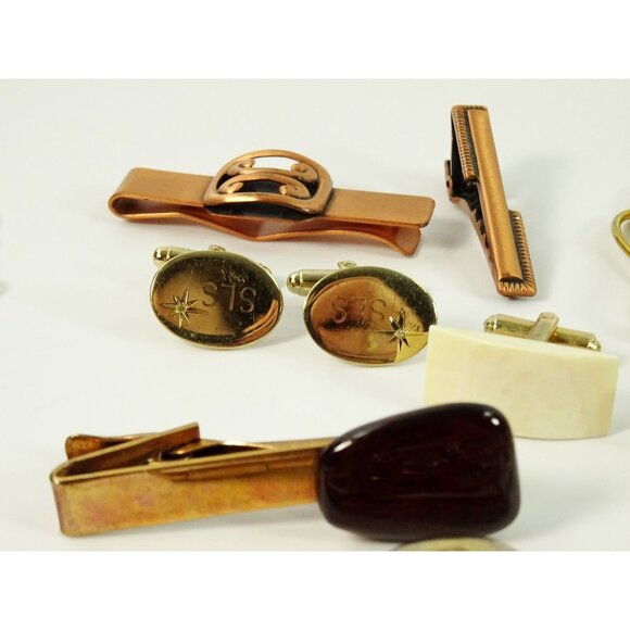 Mens Jewelry Lot Vintage Modern Cufflinks Pocket Watch Tie Clips Etc 30pc - Picture 14 of 16